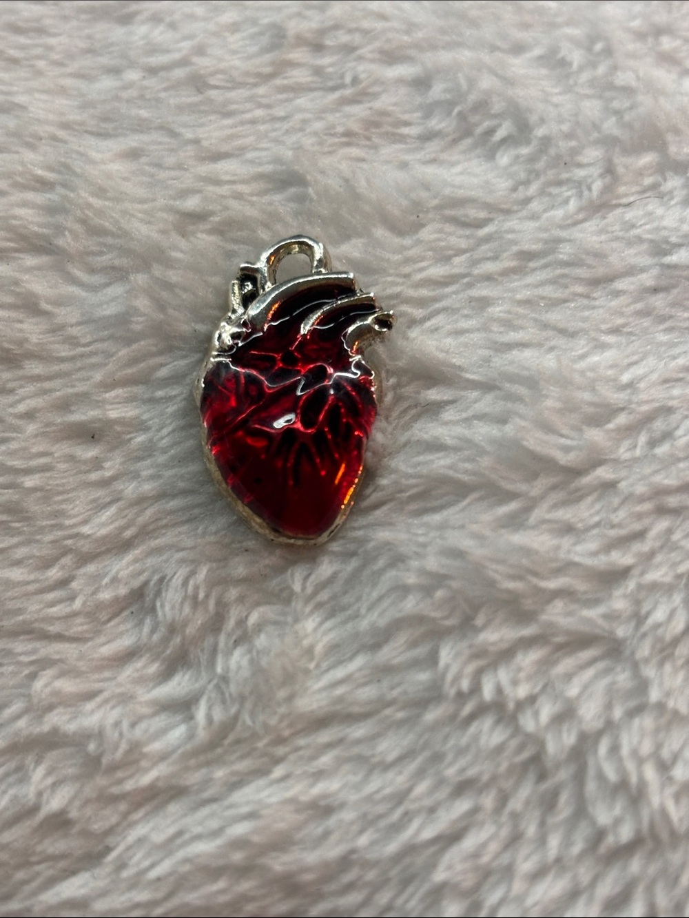 Red Anatomical Heart Pendant Charm - Women Jewelry
